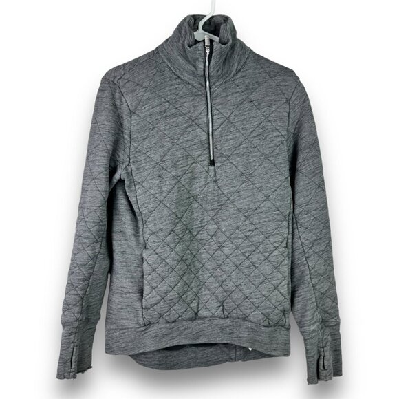 Lululemon Forever Warm Jacket Womens Sz 4 Gray Quilted 1/4 Zip Up - DAMAGED - Picture 1 of 15